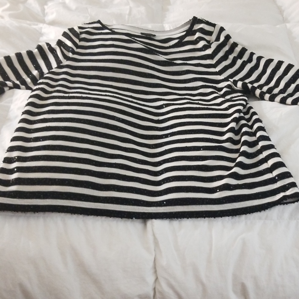 Talbots black and white 3/4 sleeve